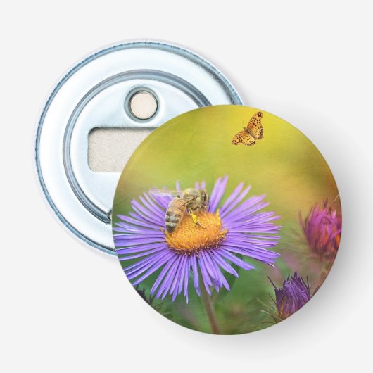 Dromerige Tuin Flesopener Button Flesopener (Voorkant)