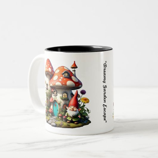 "Dromerige tuin scene" Tweekleurige Koffiemok (Voorkant links)