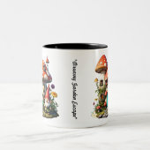 "Dromerige tuin scene" Tweekleurige Koffiemok (Center)