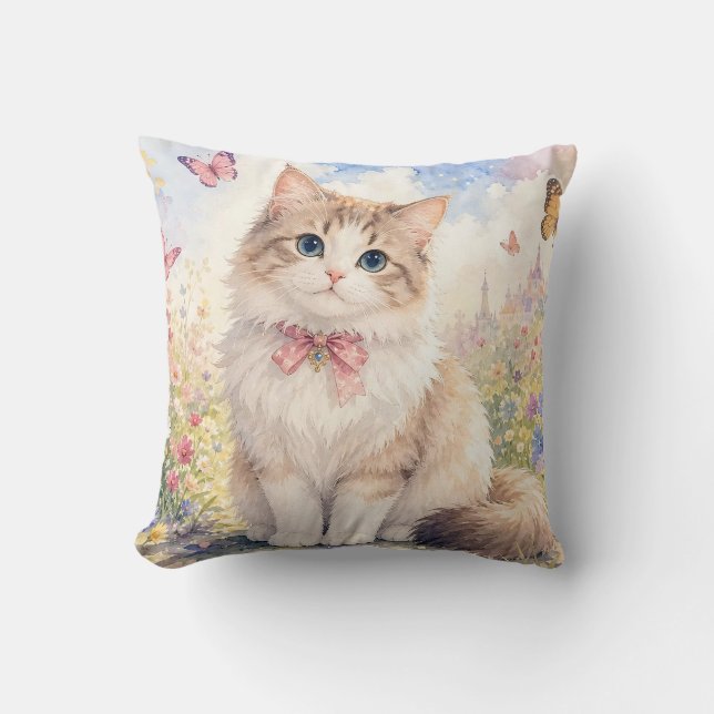 Dromerige Tuinkittens Throw Kussen (Voorkant)