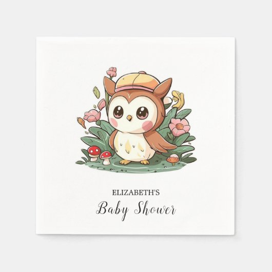 Dromerige Uil Baby shower Servet (Voorkant)