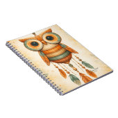 Dromerige Uil Dreamcatcher Boho Notitieboek (Rechterzijde)