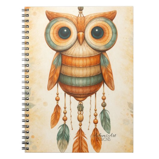 Dromerige Uil Dreamcatcher Boho Notitieboek (Voorkant)