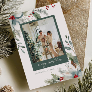 Dromerige vakantie aquarel bloem Kerstkaart