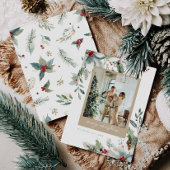 Dromerige vakantie-aquarel bloemkerstkaart feestdagenkaart