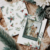 Dromerige vakantie Waterverf Bloemen Kerst Kaart