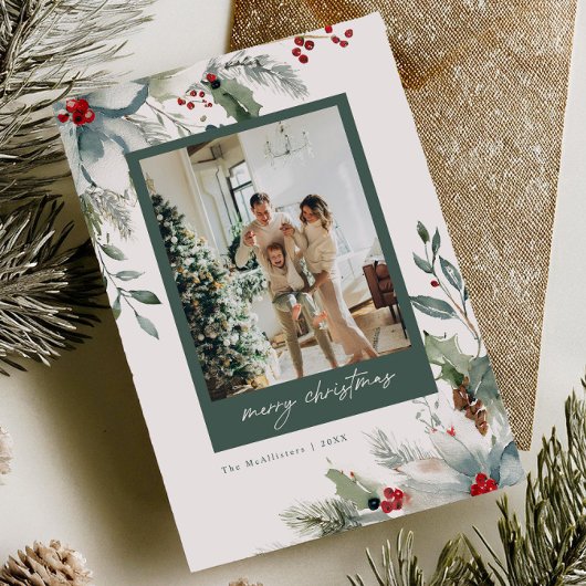 Dromerige vakantie Waterverf Bloemen Kerst Kaart