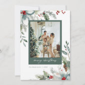 Dromerige vakantie Waterverf Bloemen Kerst Kaart (Voorkant)