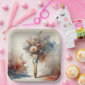 Dromerige verfkwast bloem bos papieren bordje (Feest)