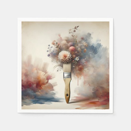 Dromerige verfkwast bloem bos servet (Voorkant)
