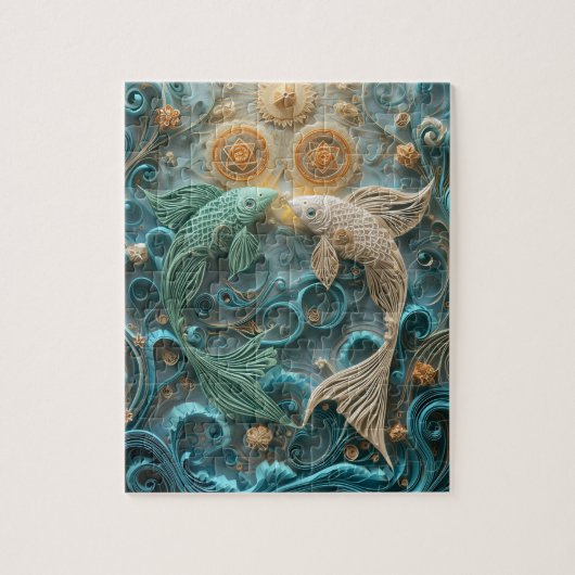 Dromerige Vissen - Papier Quilling Legpuzzel (Verticaal)