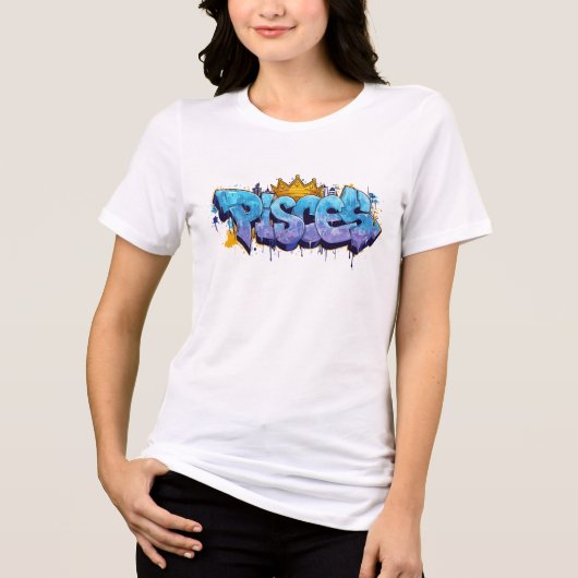 Dromerige Vissen Zodiac Graffiti Airbrush met Kroo Tri-Blend Shirt (Voorkant)