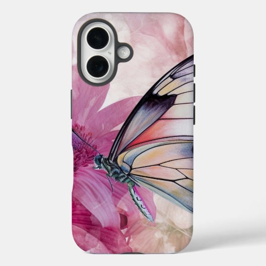 Dromerige vlinder met roze bloemen Case-Mate iPhone case (Achterkant)