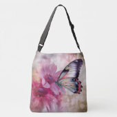 Dromerige vlinder met roze bloemen crossbody tas (Achterkant)