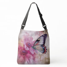 Dromerige vlinder met roze bloemen