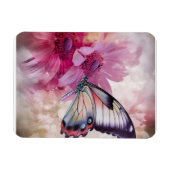 Dromerige vlinder met roze bloemen magneet (Horizontaal)