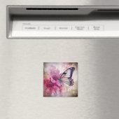 Dromerige vlinder met roze bloemen magneet (Insitu (Vaatwasser))