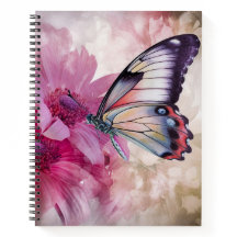 Dromerige vlinder met roze bloemen