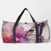 Dromerige vlinder met roze bloemen plunjezak (Achterkant)