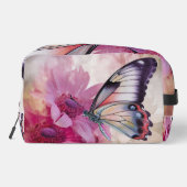 Dromerige vlinder met roze bloemen toilettasje (Achterkant)