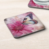 Dromerige vlinder op bloemendoek bier onderzetter (Linkerzijde)