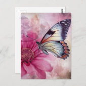 Dromerige vlinder op bloemendoek briefkaart (Voorkant / Achterkant)