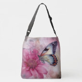 Dromerige vlinder op bloemendoek crossbody tas (Achterkant)