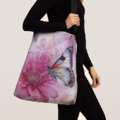Dromerige vlinder op bloemendoek crossbody tas (Dichtbij)