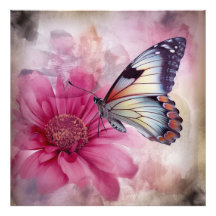 Dromerige vlinder op bloemendoek