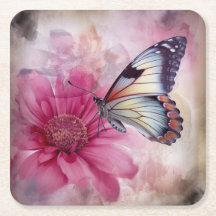 Dromerige vlinder op bloemendoek