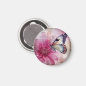 Dromerige vlinder op bloemendoek magneet (Voorkant / Achterkant)