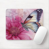 Dromerige vlinder op bloemendoek muismat (Met muis)