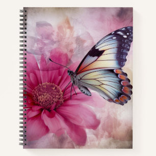 Dromerige vlinder op bloemendoek notitieboek