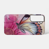 Dromerige vlinder op bloemendoek samsung galaxy hoesje (Achterkant horizontaal)