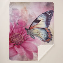 Dromerige vlinder op bloemendoek