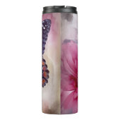 Dromerige vlinder op bloemendoek thermosbeker (Achterkant)
