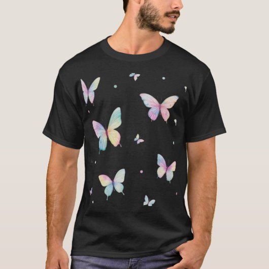 Dromerige Vlinder Waterverf T-Shirt Ontwerpen (Voorkant)