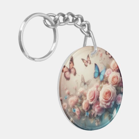 Dromerige Vlinders en rozen Sleutelhanger (Voorkant Links)