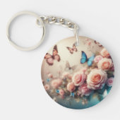 Dromerige Vlinders en rozen Sleutelhanger (Voorkant)