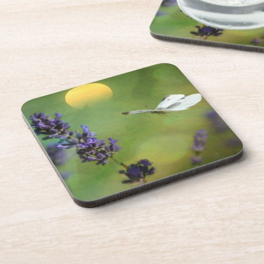 Dromerige vlindertuin bier onderzetter (Linkerzijde)