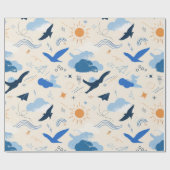 Dromerige Vogels en Wolken Inpakpapier (Vlak)