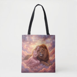 Dromerige vrouw & leeuw fantasy kunst tas