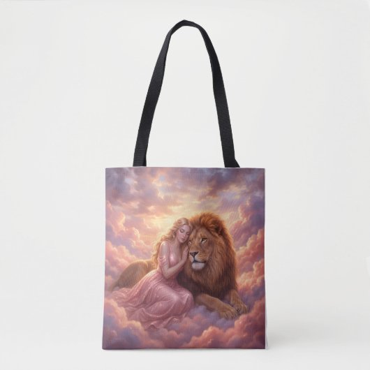 Dromerige vrouw & leeuw fantasy kunst tas (Voorkant)