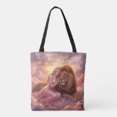 Dromerige vrouw & leeuw fantasy kunst tas (Achterkant)