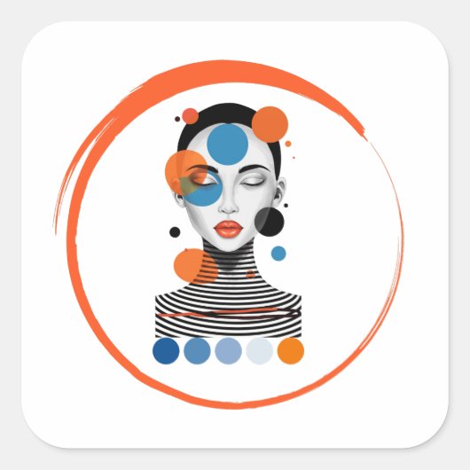 dromerige vrouw vierkante sticker (Voorkant)