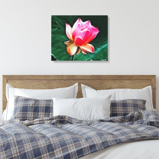 Dromerige Waterlily Floral Wrapped Canvas (Insitu (Slaapkamer))