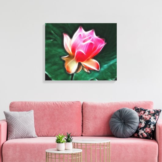 Dromerige Waterlily Floral Wrapped Canvas (Insitu (Woonkamer))
