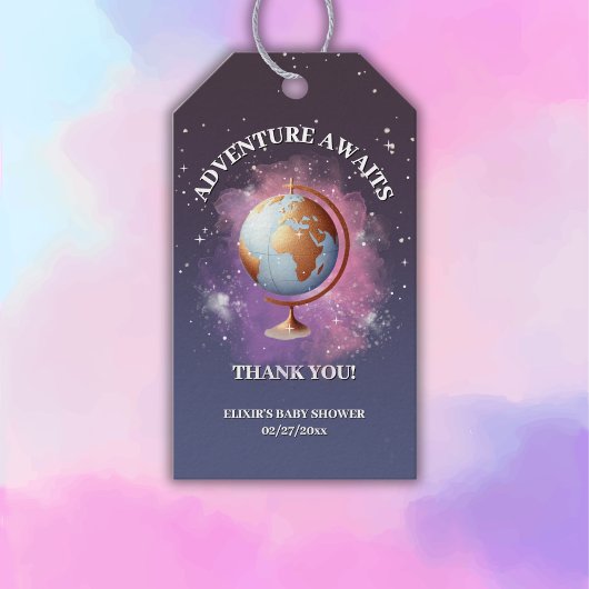 Dromerige Waterverf Adventure wacht op Baby shower Cadeaulabel