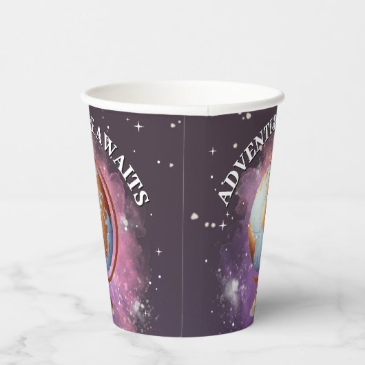 Dromerige Waterverf Adventure wacht op Baby shower Papieren Bekers (Rechts)