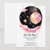 Dromerige Waterverf Baby shower: Maan & Sterren Kaart (Voorkant / Achterkant)